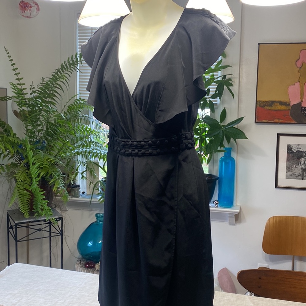 beautiful MADISON MARCUS little BLACK DRESS wrap XS x small SILK NWOT